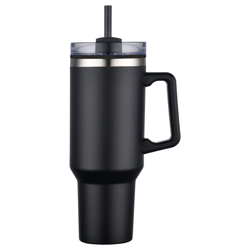 Custom 40 oz. PP Lined Double Wall Tumbler with Handle & Straw - 3
