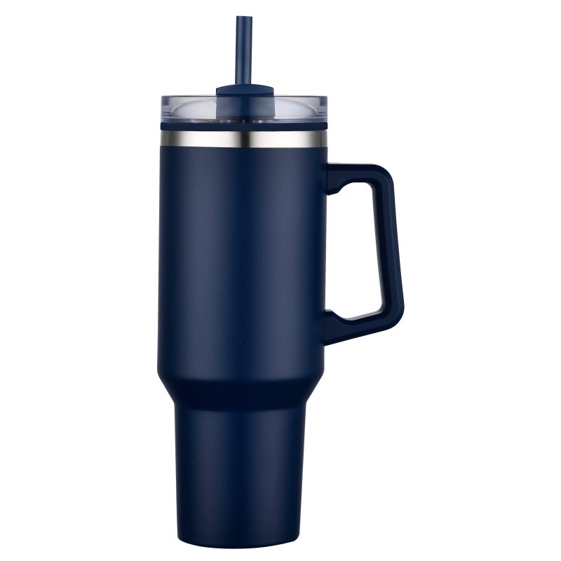 Custom 40 oz. PP Lined Double Wall Tumbler with Handle & Straw - 4