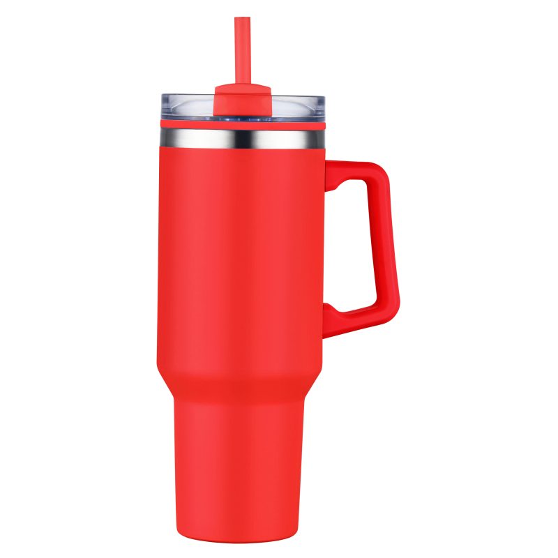 Custom 40 oz. PP Lined Double Wall Tumbler with Handle & Straw - 5