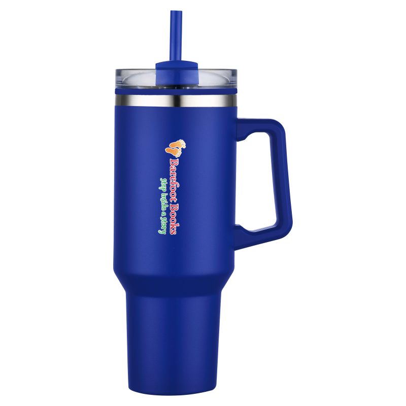 Custom 40 oz. PP Lined Double Wall Tumbler with Handle & Straw