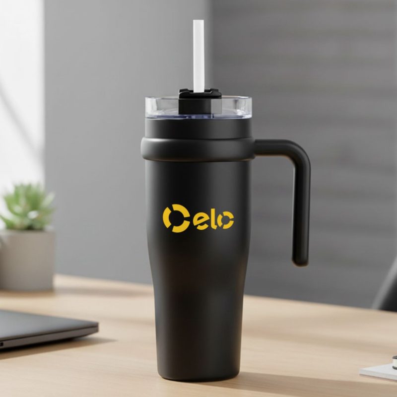 Custom Aralia Tumbler w/Handle & Straw Lid - 30oz - 7