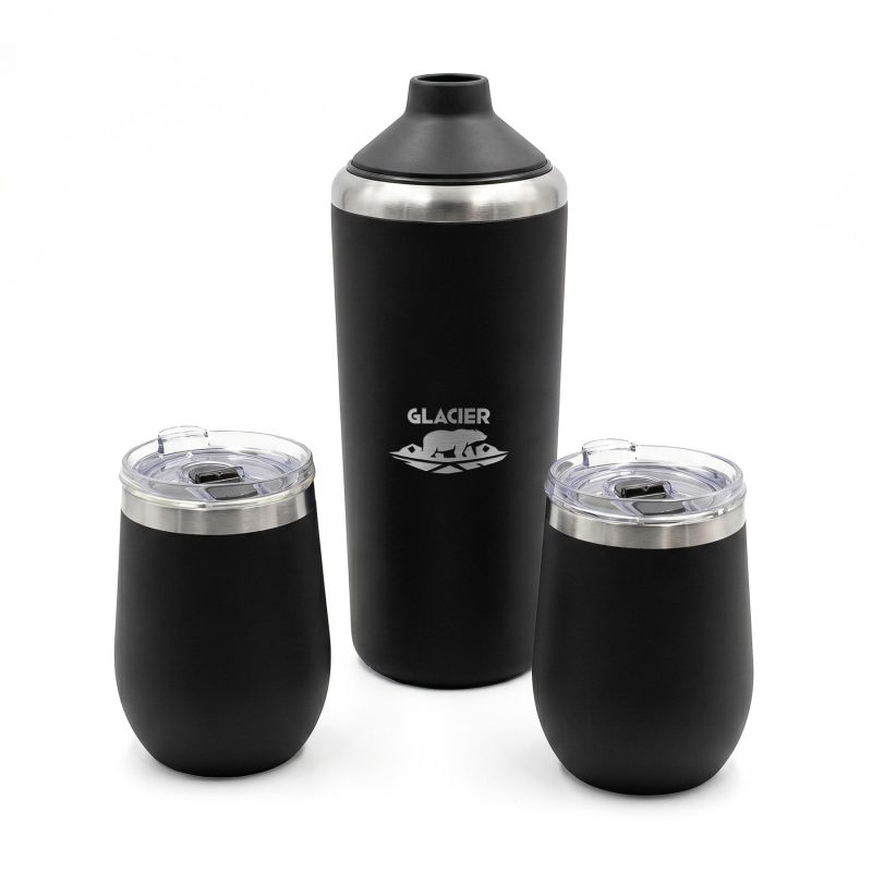 Custom Glacier Stainless Steel Wine Chiller And Tumbler Set