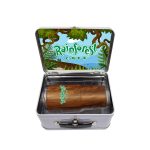 Custom Retro Lunchbox + Contoured 20 Oz. Wood Tone Stainless Steel Tumbler In Vacuum Insert