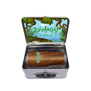 Custom Retro Lunchbox + Contoured 20 Oz. Wood Tone Stainless Steel Tumbler In Vacuum Insert