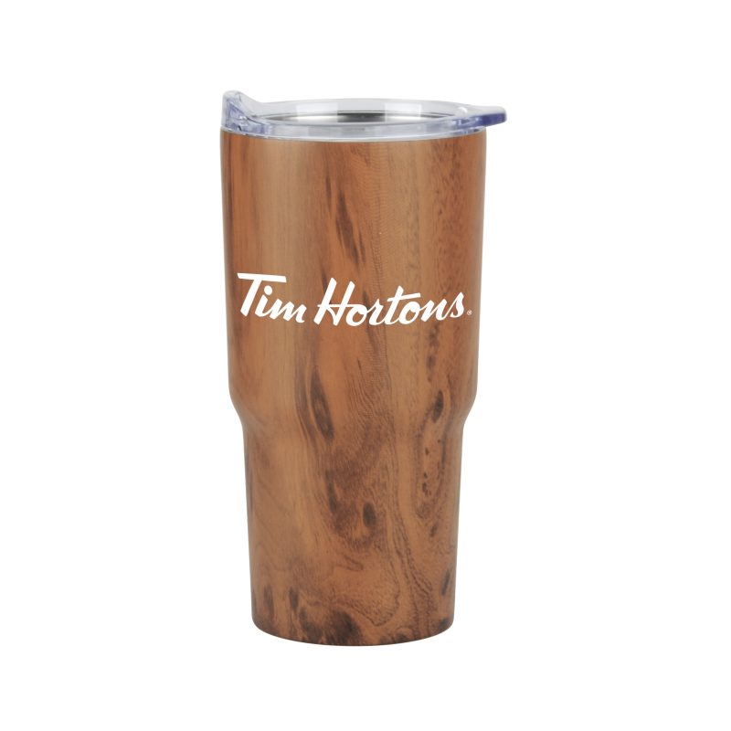 Custom Retro Lunchbox + Contoured 20 Oz. Wood Tone Stainless Steel Tumbler In Vacuum Insert - 9