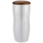 Custom 12oz. Two-Tone Double-Wall Ceramic Tumbler with Wood Lid - 1