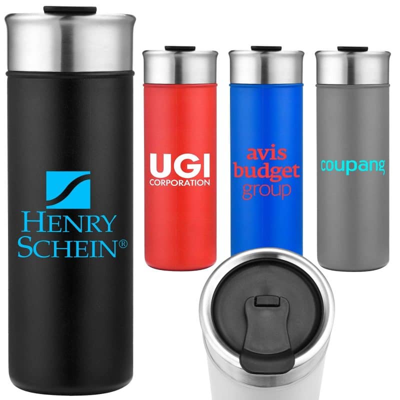 Custom 18oz. Double-Wall Insulated Stainless Steel Tumbler with Flip Lid