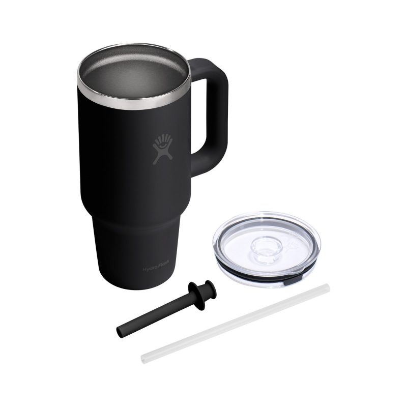 Custom Hydro Flask Travel Tumbler Clear Lid 32 Oz. - Black - 4