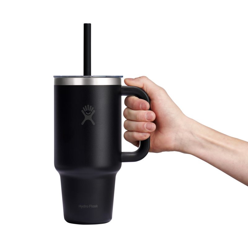 Custom Hydro Flask Travel Tumbler Clear Lid 32 Oz. - Black - 5