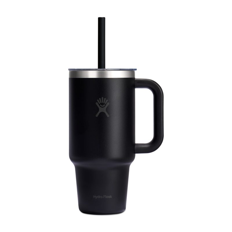Custom Hydro Flask Travel Tumbler Clear Lid 32 Oz. - Black - 6
