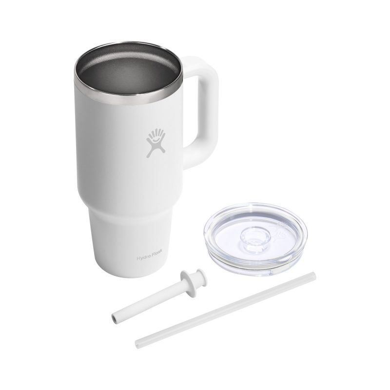 Custom Hydro Flask Travel Tumbler Clear Lid 32 Oz. - White - 4