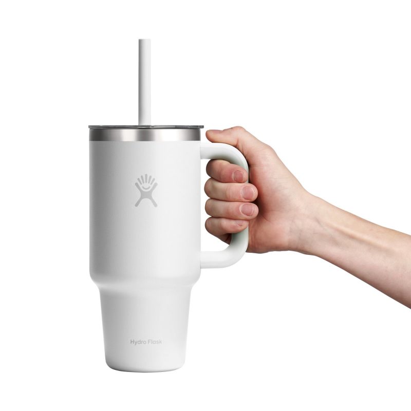 Custom Hydro Flask Travel Tumbler Clear Lid 32 Oz. - White - 5