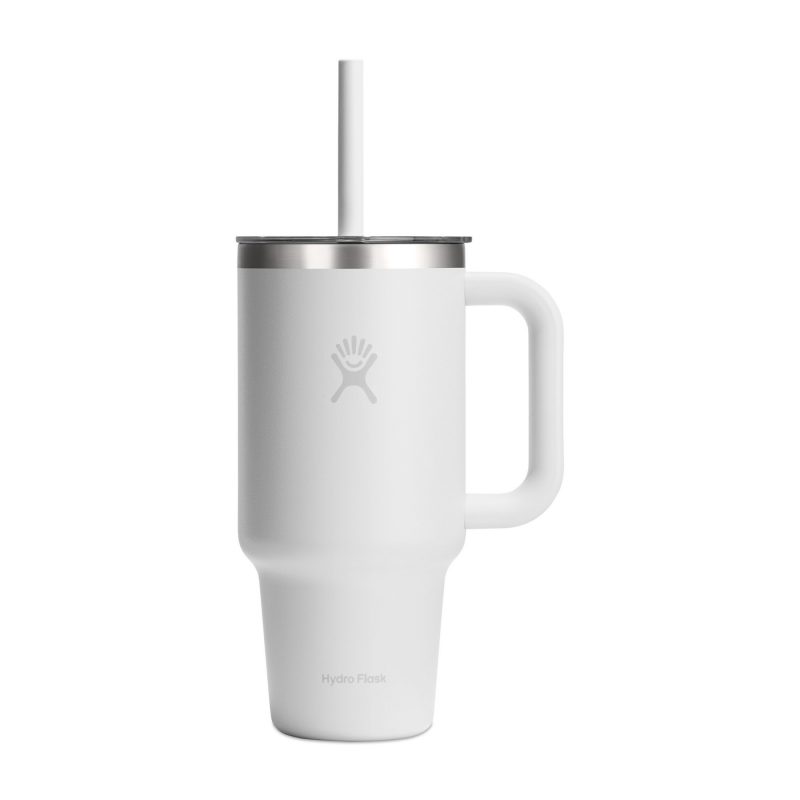 Custom Hydro Flask Travel Tumbler Clear Lid 32 Oz. - White - 6