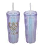 Custom Pyramid 22 oz Recycled Iridescent Silicone Straw Tumbler - 6