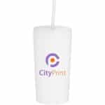 Custom 20 oz Seafare Recycled Plastic Matte Double-Wall Coffee Travel Tumbler with Straw