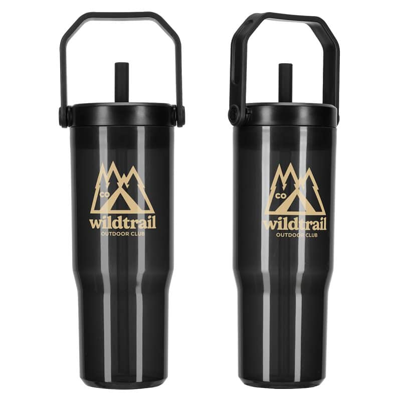 Custom All Day 30 oz Recycled Polypropylene Silicone Straw Tumbler w/ Handle - 2