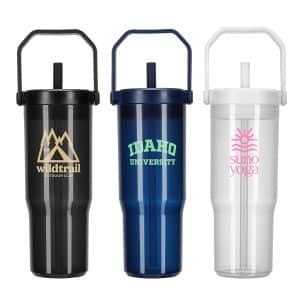Custom All Day 30 oz Recycled Polypropylene Silicone Straw Tumbler w/ Handle