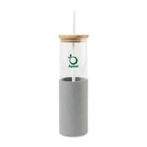 Custom Aviana Journey Glass Tumbler with Straw - 20 Oz - Dove Grey