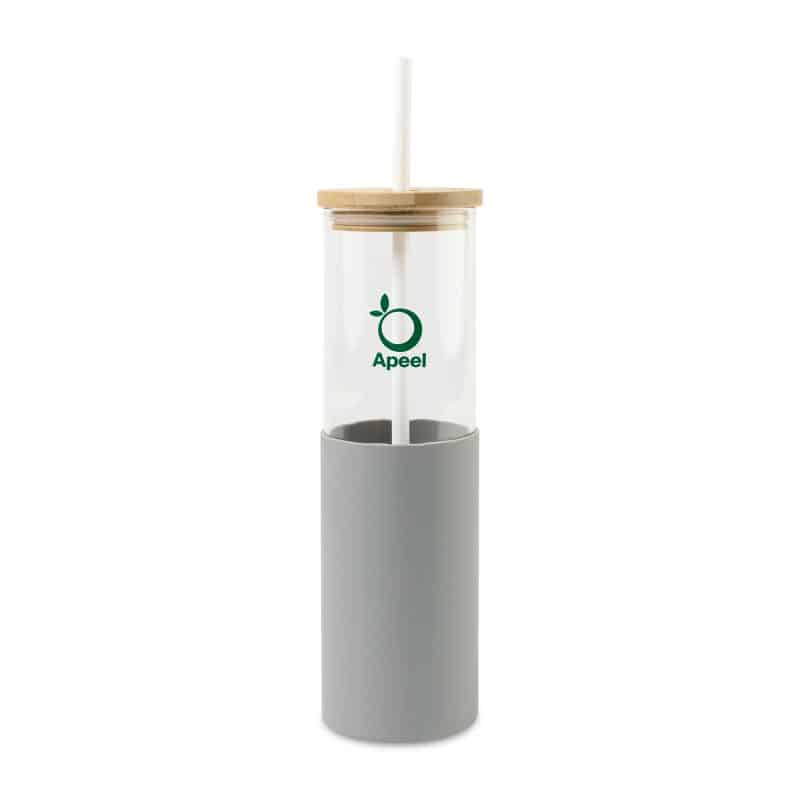 Custom Aviana Journey Glass Tumbler with Straw - 20 Oz - Dove Grey