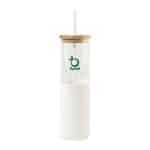 Custom Aviana Journey Glass Tumbler with Straw - 20 Oz - White