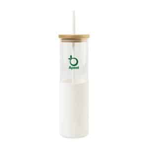 Custom Aviana Journey Glass Tumbler with Straw - 20 Oz - White