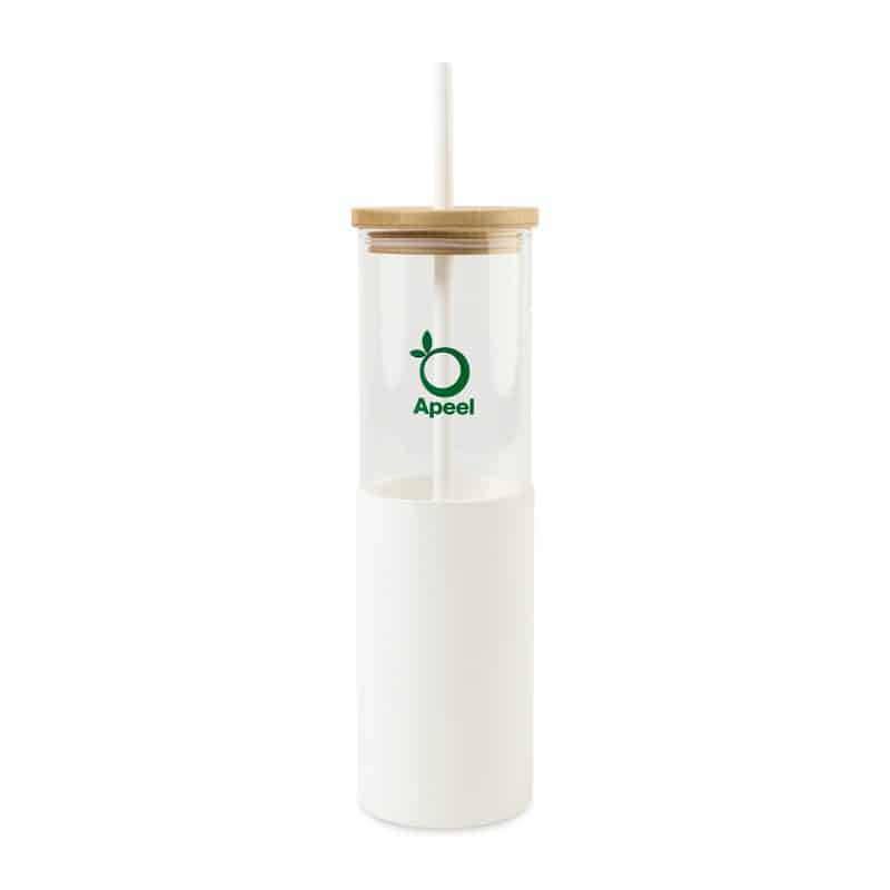 Custom Aviana Journey Glass Tumbler with Straw - 20 Oz - White