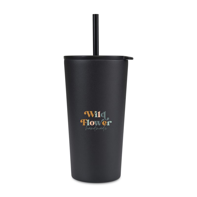 Custom Aviana Rowan Recycled Straw Tumbler - 17 Oz. - Black