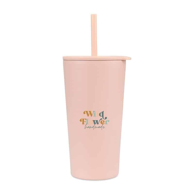 Custom Aviana Rowan Recycled Straw Tumbler - 17 Oz. - Light Peach