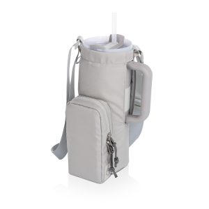 Custom Eclipse- 40 oz Tumbler Tote - Pebble Gray with White 40oz Stainless Travel Mug