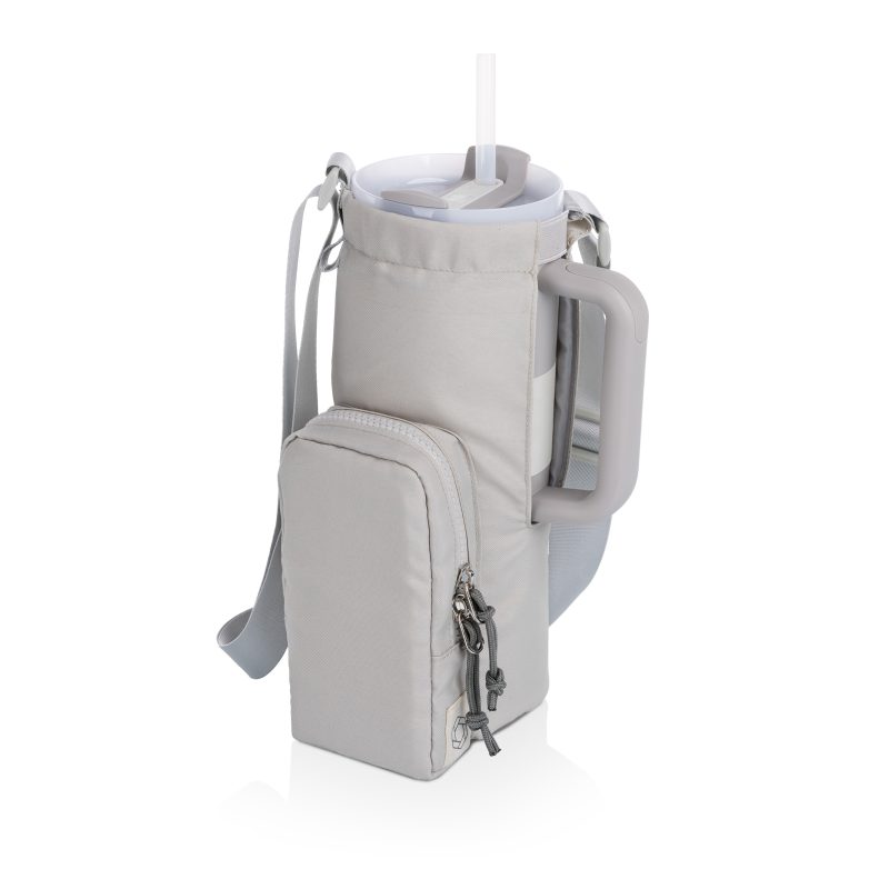 Custom Eclipse- 40 oz Tumbler Tote - Pebble Gray with White 40oz Stainless Travel Mug