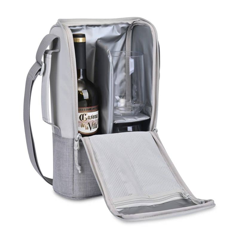 Custom Parkview Recycled rPET Insulated Wine-to-Go Carry Tote - Greystone - 3